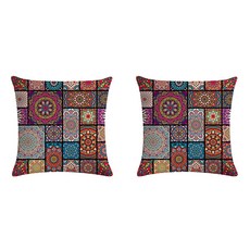 民族風花紋抱枕套 2入
