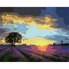 The Whale DIY 油畫名畫繪製 花香 50 x 40 cm, 晚霞薰衣草