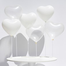 파티쇼 하트 풍선 + 스탠드 슬림 세트, 화이트, 클리어, 1세트