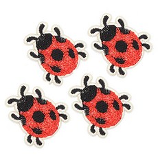 電繡布貼 瓢蟲, 紅黑, 4個