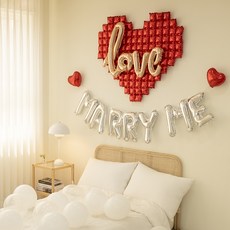 joyparty Merry Me大愛心求婚活動銀箔氣球1+氣球30入組, 混色, 1組