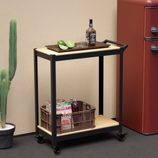 HOMEDANT HOUSE 鐵製移動式收納層架推車 700 x 400 x 1030 mm, 黑色, 2層