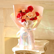 센트바스켓 비누꽃 샤이닝 오로라 자나장미 꽃다발, 레드, 1개