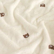 Lily Fabric 寬幅雙面羊羔毛貂絨米熊刺繡布料, 1個, 奶油色