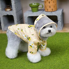 PASTEL PET 寵物圖案透明連帽雨衣, 黃色, 1個