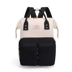 JH Company 彩色雙口袋後背包, 黑色