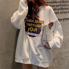 10th 레트로 로고 포인트 임산부 루즈핏 맨투맨