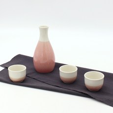 陶瓷粉色大理石紋清酒壺杯組 (4件組), 1套, 清酒壺 + 杯
