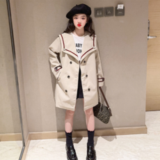 ORANGEDAMOM 女童蝴蝶結綁帶領雙排扣風衣