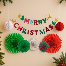 PARTYSHOW 聖誕節氣球拉旗派對裝飾 居家派對用品組, A款, 1套