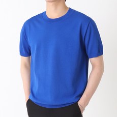 남성용 통기성 하피 프리미엄 쿨 워셔블 린넨 라운드 반팔 니트