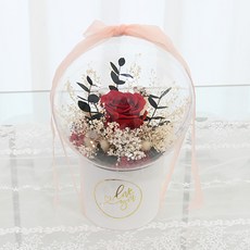 Garden in the City 永生花壓克力球玫瑰花束 + 提袋, 紅色