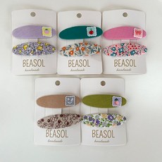 BEASOL 刺繡亮點BB夾 素色5款 + 花朵圖案5款套組