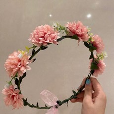 女性用Oneul Doyang婚禮頭飾花環, 杏色