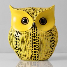 Modernji 現代風黃色圓點圖案裝飾品 YJ123, 黃色貓頭鷹