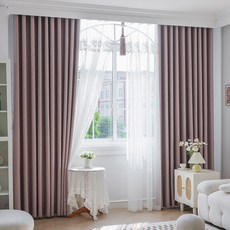 GINNA SONG 玫瑰穿孔式亞麻風格提花織遮光窗簾套組, 紫色