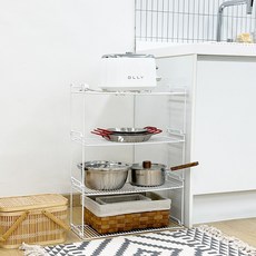 다용도 블록 철제주방선반 3p + 바닥판 세트, 화이트, 1세트