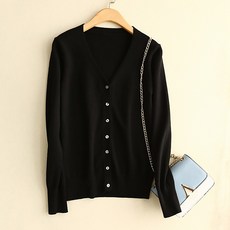 MarketA 女款素色基本款V領開襟衫