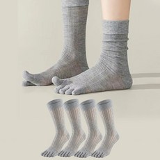 두발로 여성용 시스루 발가락 장목 양말 4켤레