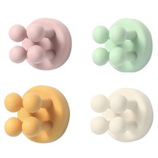 黏貼式多功能矽膠牙刷掛架4入組, 1組, 粉紅色、薄荷色、黃色、白色