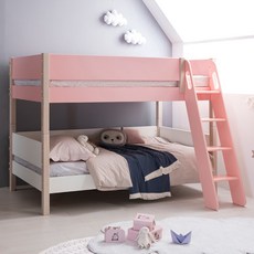 리바트 자녀가구 스쿨톡톡 이층침대 방문설치, 핑크 + 아이보리