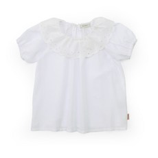 ToTo Heros 女童簍空花紋領短袖襯衫