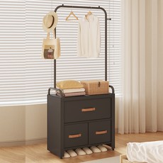 패브릭 서랍장 시스템 옷장 행거, 블랙