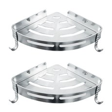 LIVINGiF 浴室角落置物架, 銀, 2個