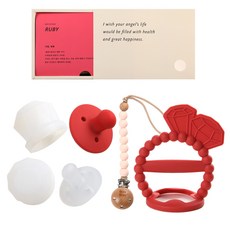 Dailylike BonBon誕生石安撫奶嘴固齒器組, 07紅寶石, 第2階段(4個月以上), 1組