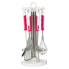 GENIAL 粉紅色廚具用具 7入組, 收納架(象牙白)