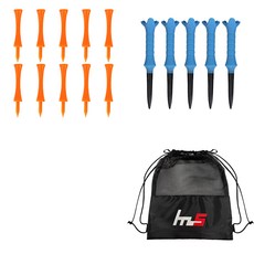 Naya Style PE 高爾夫長Tee GFYP-169-6 10入 + ABS 高爾夫長Tee 164-2PU 5入 + 收納袋套組, 橘色(GFYP-169-6), 藍色(164-2PU)