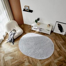 아담데코 모노톤 뽀글이 인조양털 논슬립 폭신 카페트 타원형