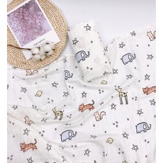 럭셔리베이비 유아용 2중 뱀부 거즈 블랭킷, 동물원