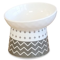 MONAGIO 寵物鑽石斜口陶瓷食碗 單口, 灰色, 1個