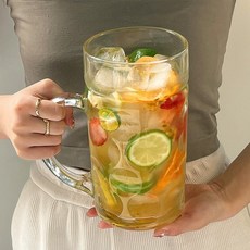 다파랑 초대형 레스토랑 호프집 맥주 아이스 손잡이 유리잔 HJ0216 1000ml, 1개