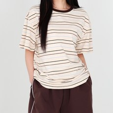 닷이프 여성용 통기성 썸머 단가라 반팔 티셔츠 T24SS1-A0168