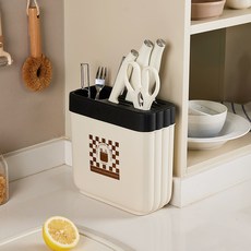 Monde Spot 棋盤格分格廚房用具中型刀架餐具筒 RB20750, 1個, 黑色