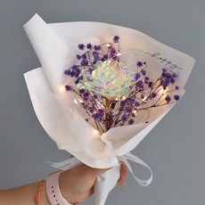 MORIANN 雷射單支永生花夜燈花束, 紫色