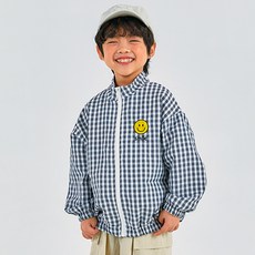 BAOBAB NAMU 童款笑臉圖案格紋泡泡紗防風外套