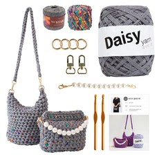 yarna 데이지 블랜드백 DIY패키지 세트, 1세트, 22 중회색(데이지얀), 126(뉴스타), 909 블루 오렌지 퍼플(팝콘)