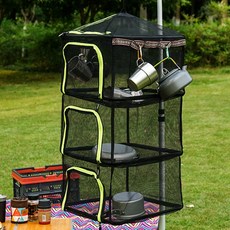 KEEP CAMPING 露營4層餐具晾乾網, 綠色, 1個