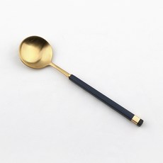 보겐 스퀘어 투톤 골드 커트러리 디저트스푼, 블루, 1개