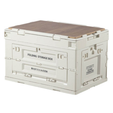 Canglangk 滄浪客 露營收納箱車載塑膠折疊箱三開門, 灰白色, 60L