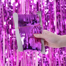 마켓에이 파티장식 수술 은박 커튼 1 x 3 m, 로즈레드, 5개