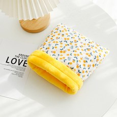 랜보어 소동물 패턴 극세사 주머니 포치, 옐로우체리, 1개