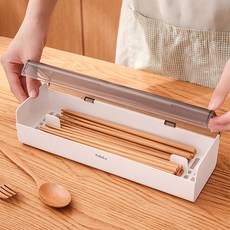 FaSoLa 瀝水塑膠筷匙餐具收納盒, 白色, 1個