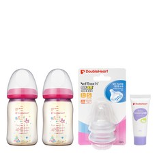 DoubleHeart SofTouch 母乳實感PPSU奶瓶*2個+奶嘴 1-3個月, 玩具圖案 透明色, 320ml, 1組