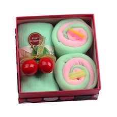 Market A 禮品卷蛋糕形狀手巾 30 x 30cm + 20 x 20cm 4p, 綠色, 1套