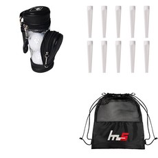 나야스타일 골프공 파우치 + 플라스틱 골프 롱 티 10p + 파우치 세트 GFYP-133-3+185-1PU, 블랙(보수기), 화이트(골프티)