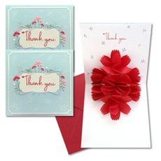 Fog 霧地康乃馨彈出感謝卡, 3個, 紅色（康乃馨），隨機發貨（信封）